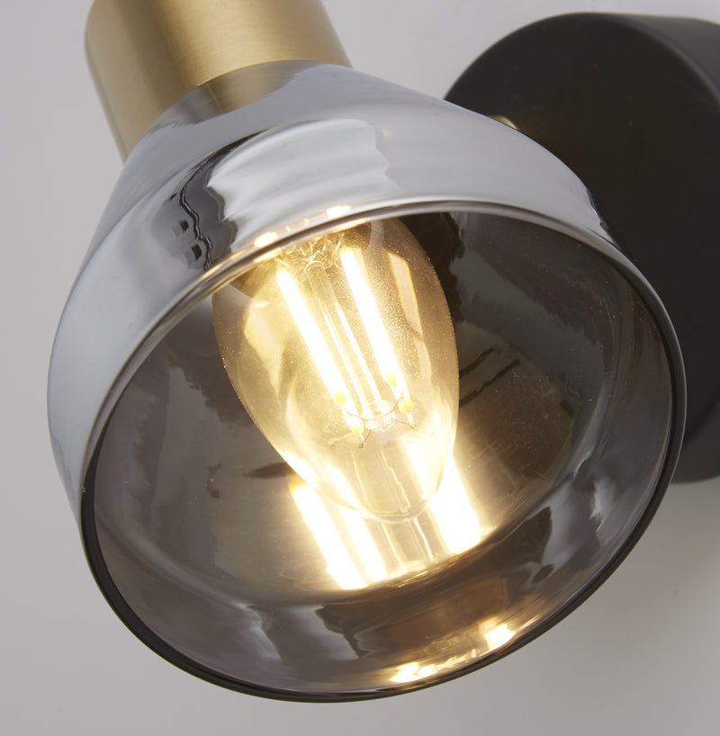 Searchlight 23801-1SM Westminster Spotlight  - Black, Satin Brass Metal & Smoked