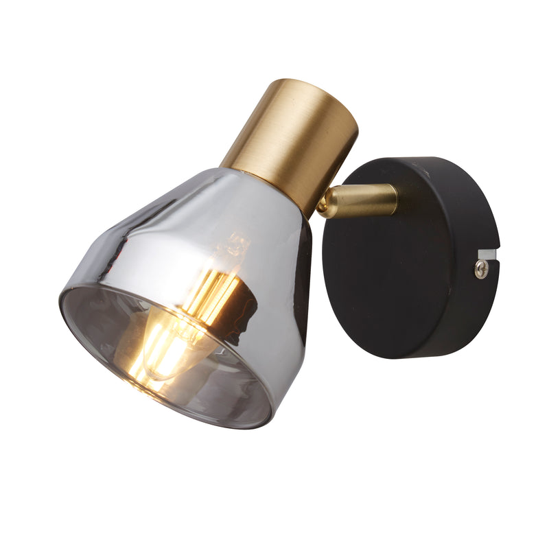 Searchlight 23801-1SM Westminster Spotlight  - Black, Satin Brass Metal & Smoked