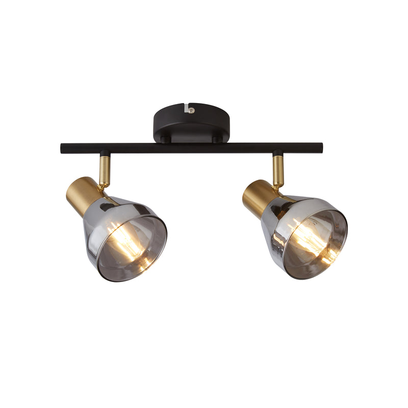 Searchlight 23801-2SM Westminster 2Lt Spot - Black, Satin Brass Metal & Smoked