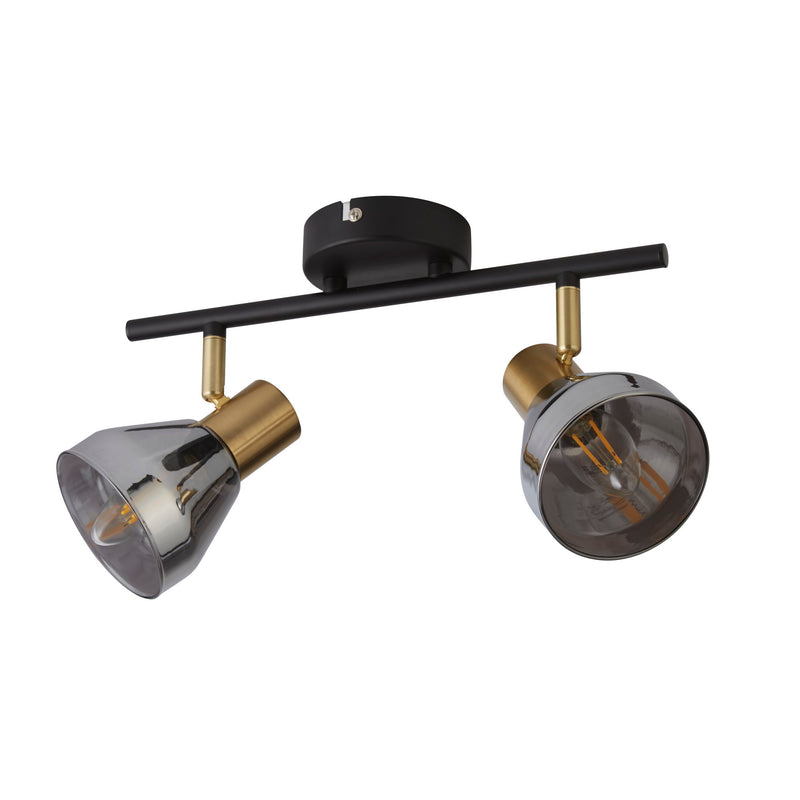 Searchlight 23801-2SM Westminster 2Lt Spot - Black, Satin Brass Metal & Smoked