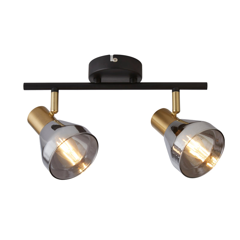 Searchlight 23801-2SM Westminster 2Lt Spot - Black, Satin Brass Metal & Smoked