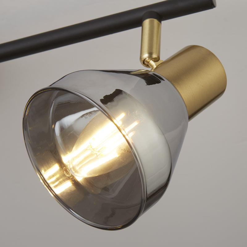 Searchlight 23801-3SM Westminster 3Lt Spot-Black, Satin Brass Metal & Smoked Glass