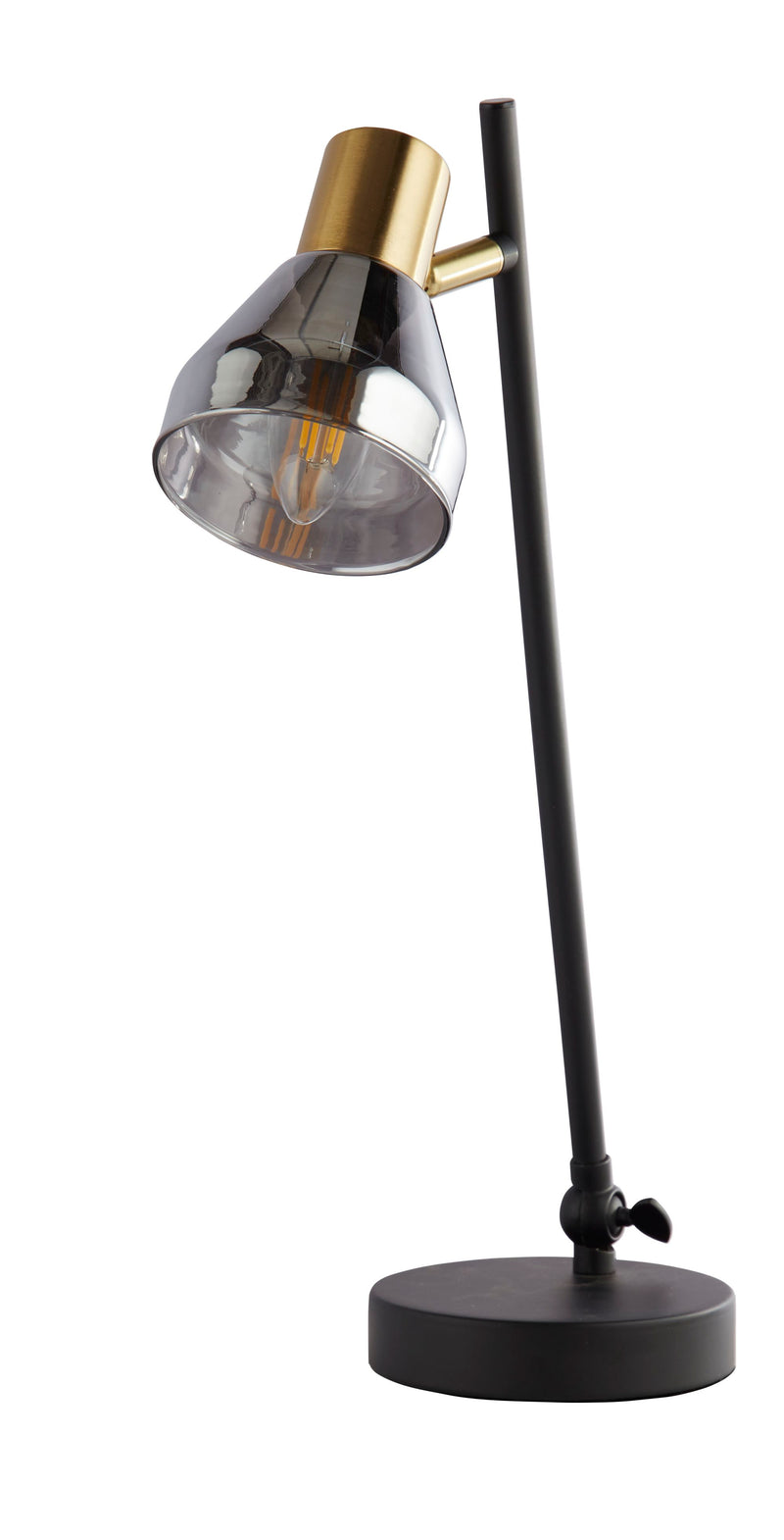 Searchlight 23802-1SM Westminster Table Lamp - Black, Satin Brass Metal & Smoked