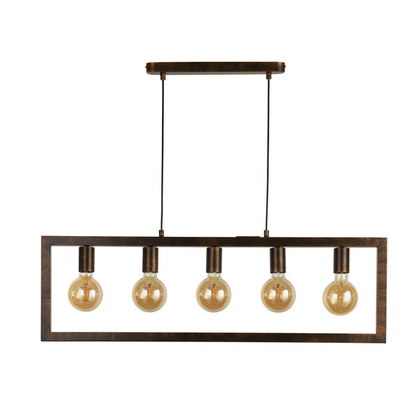 Searchlight 24102-5RU Oblong 5Lt Pendant - Rustic Brown Metal