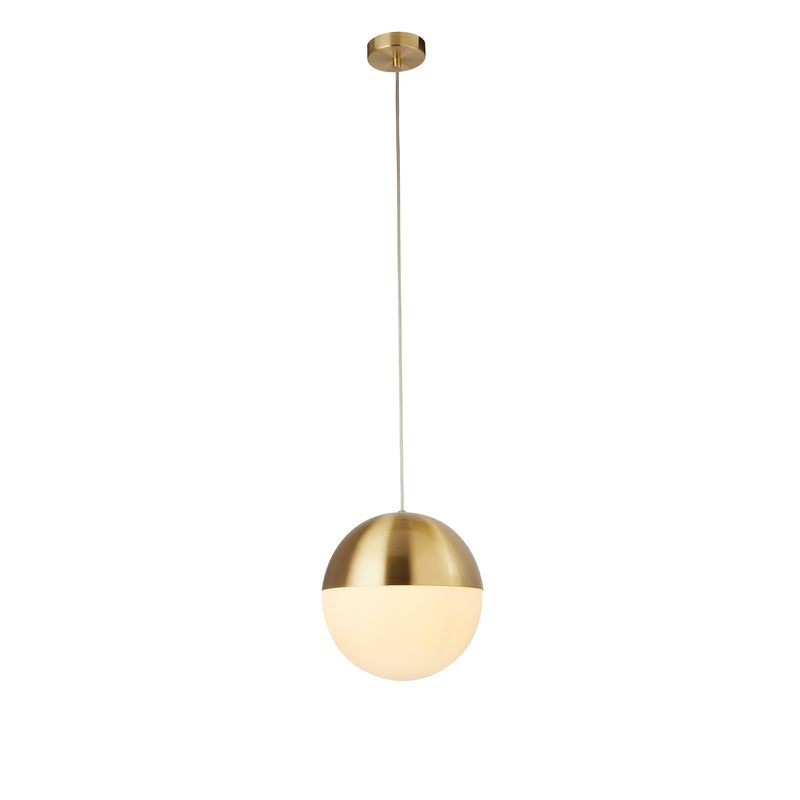 Searchlight 24181SB Endor Pendant  - Satin Brass & Opal Glass