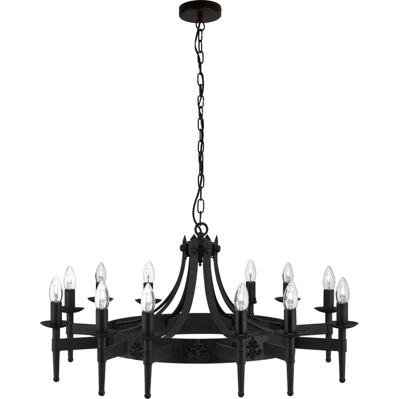 Searchlight 24212-12BK Cartwheel II 12Lt Pendant - Black Wrought Iron