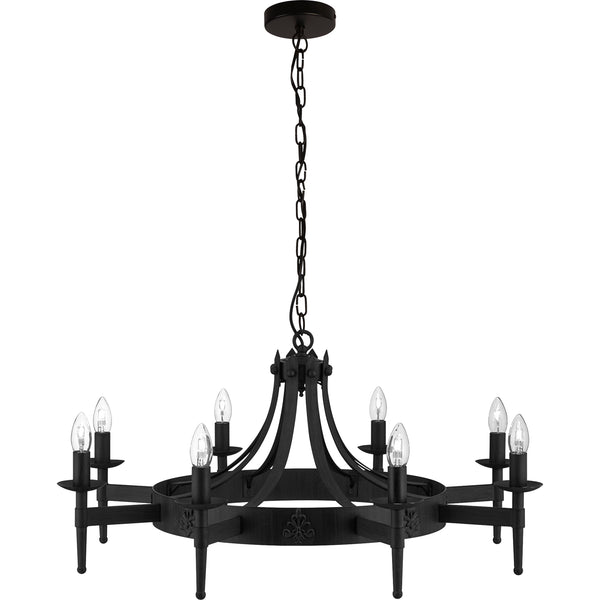 Searchlight 2428-8BK Cartwheel II  8Lt Pendant - Black Wrought Iron