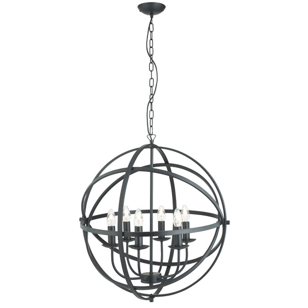 Searchlight 2476-6BK Orbit 6Lt Pendant - Black Metal