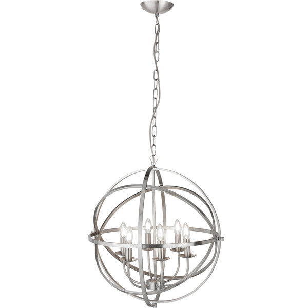 Searchlight 2476-6SS Orbit 6Lt Pendant - Satin Silver Metal