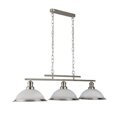 Searchlight 2683 - 3SS Bistro 3Lt Bar Pendant - Satin Silver Metal & Acid Glass - Searchlight - Falcon Electrical