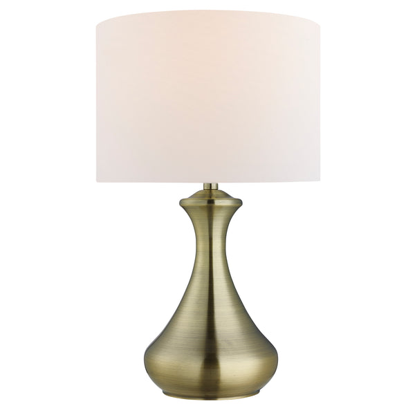 Searchlight 2750AB Touch Table Lamp  - Antique Brass Metal & Ivory Fabric Shade