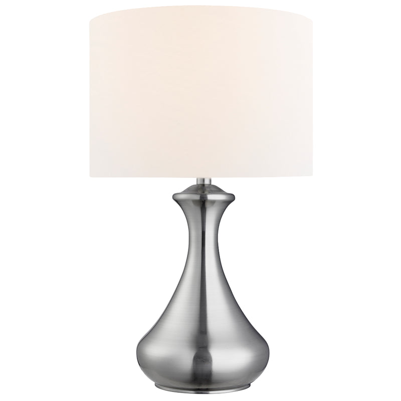 Searchlight 2750SS Touch Table Lamp - Satin Silver Metal & Ivory Fabric Shade