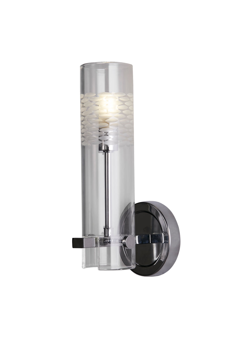 Searchlight 27981CC Scope Bathroom Wall Light- Chrome Metal & Clear Etched Glass