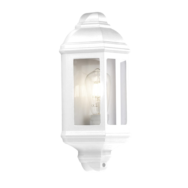 Searchlight 280WH Maine  Outdoor Wall Light - White Metal & Clear Glass