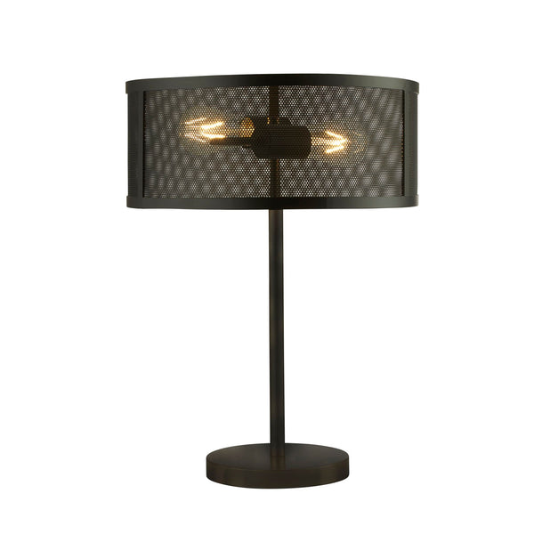 Searchlight 2822-2BK Fishnet 2Lt Table Lamp - Matt Black Metal