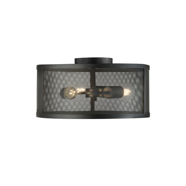 Searchlight 2843-3BK Fishnet 3Lt Flush - Matt Black Metal & Mesh Shade