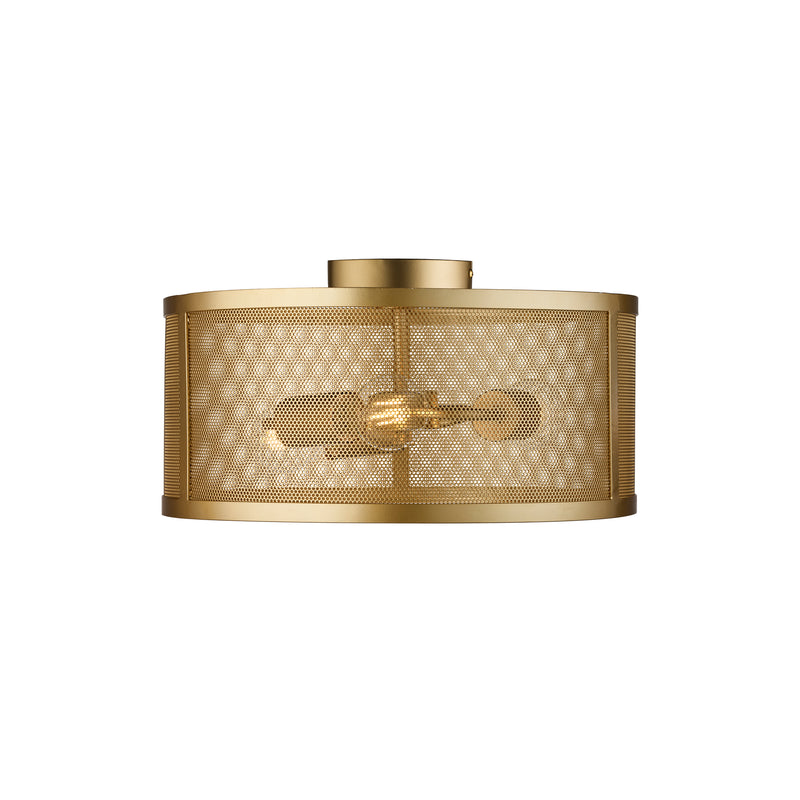 Searchlight 2843-3GO Fishnet 3Lt Flush - Matt Gold Metal & Mesh Shade