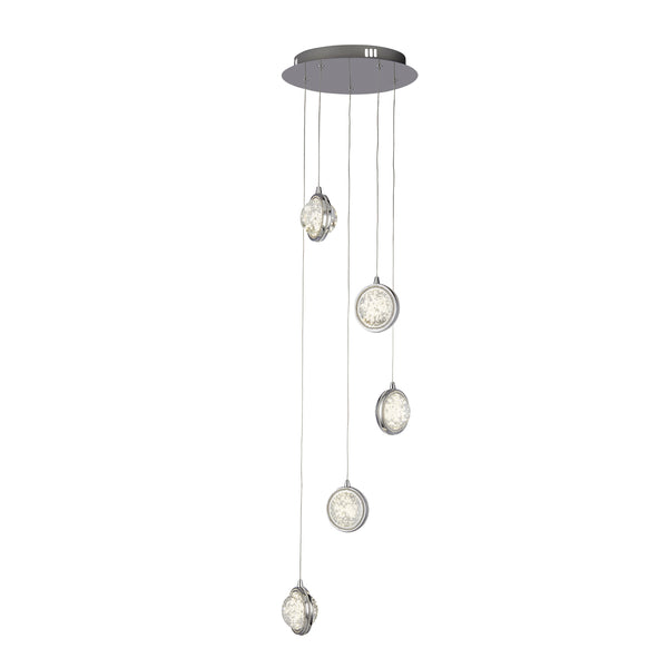 Searchlight 28701-5CC Quartz 5Lt Ceiling Pendant - Chrome & Bubble Glass