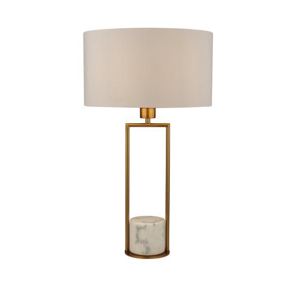 Searchlight 2871GO Claire Table Lamp - Gold Metal, White Marble & White Shade