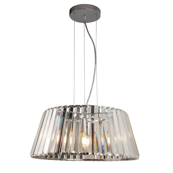 Searchlight 2895-5CC Tiara 5Lt Pendant to Semi-Flush - Chrome Metal & Clear Glass