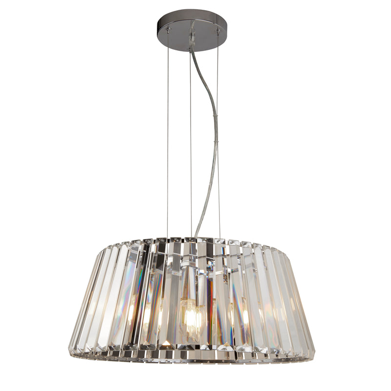 Searchlight 2895-5CC Tiara 5Lt Pendant to Semi-Flush - Chrome Metal & Clear Glass