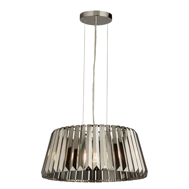 Searchlight 2895-5SM Tiara 5Lt Pendant to Semi-Flush- Chrome Metal & Smoked Glass