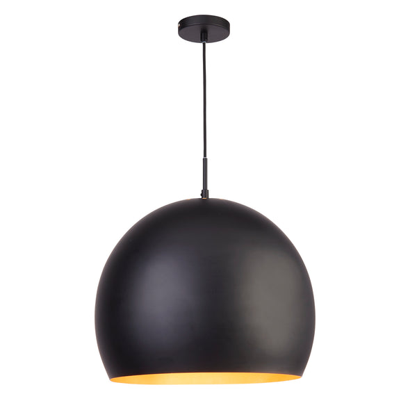 Searchlight 3039BK Chicago Pendant  - Matt Black Metal & Gold Inner