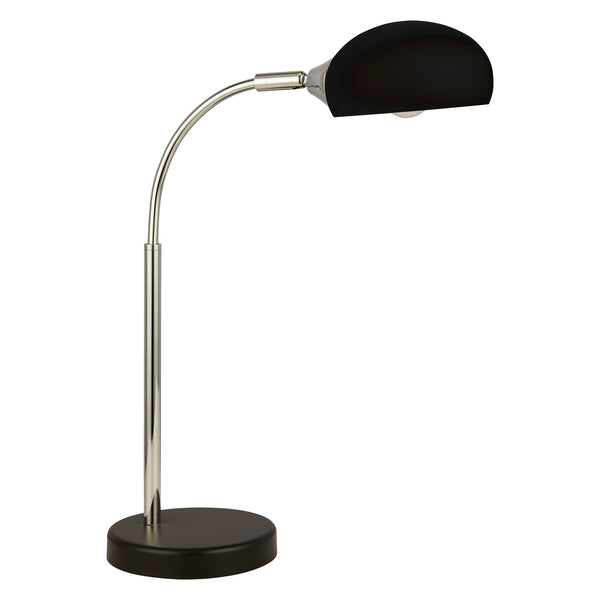 Searchlight 3086-1BK Astro Table Lamp - Black & Chrome Metal & Black Glass Shade