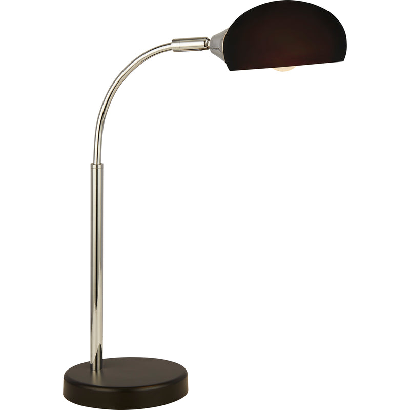 Searchlight 3086-1BK Astro Table Lamp - Black & Chrome Metal & Black Glass Shade