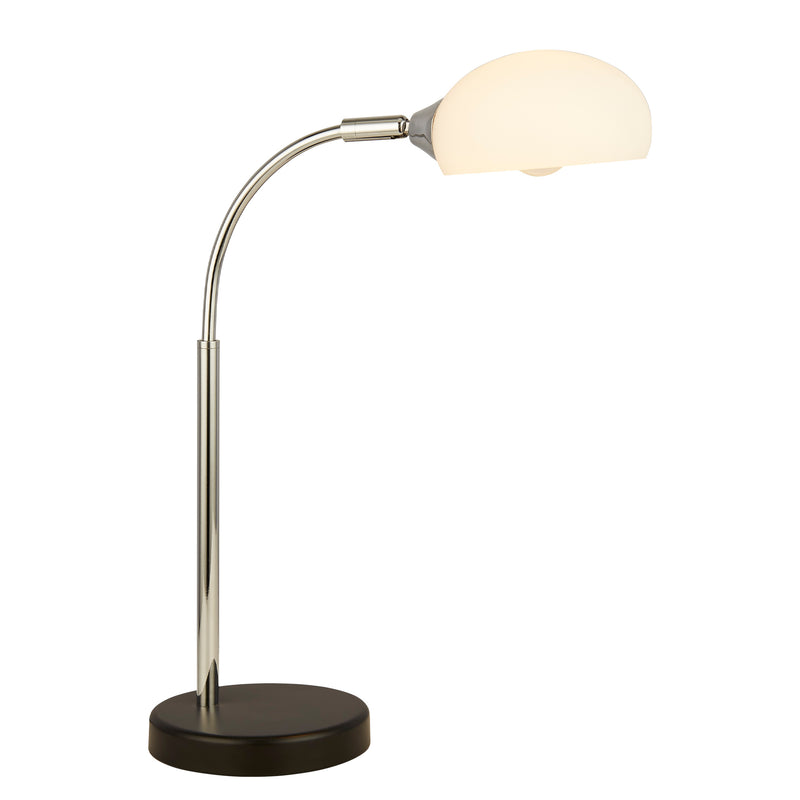 Searchlight 3086-1WH Astro Table Lamp - Black & Chrome Metal & Opal Glass Shade