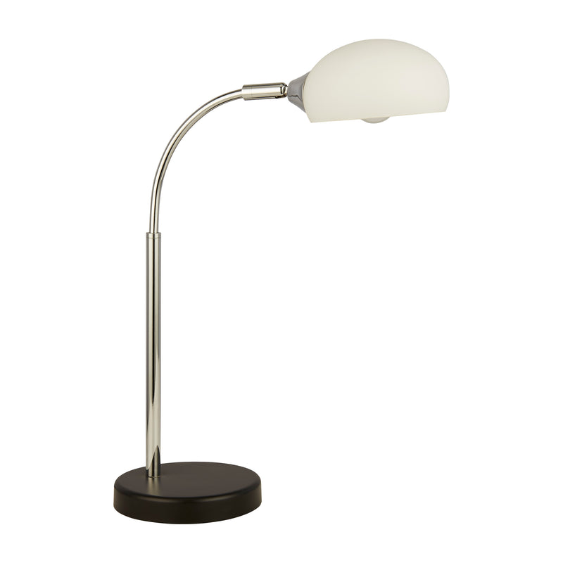 Searchlight 3086-1WH Astro Table Lamp - Black & Chrome Metal & Opal Glass Shade