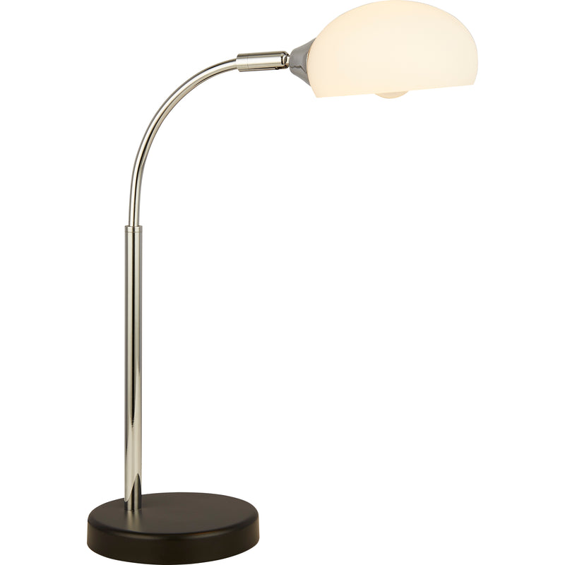 Searchlight 3086-1WH Astro Table Lamp - Black & Chrome Metal & Opal Glass Shade