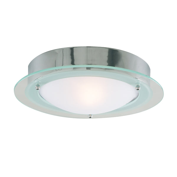 Searchlight 3108CC Belfast Flush  - Chrome Metal & Clear Acid Glass