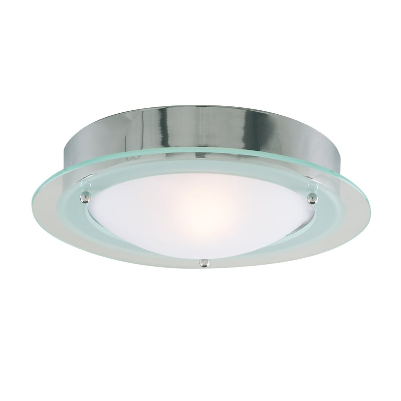 Searchlight 3108CC Belfast Flush  - Chrome Metal & Clear Acid Glass