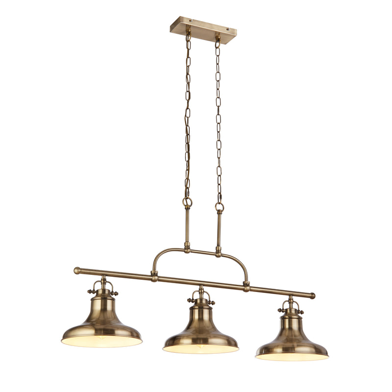 Searchlight 3193-3AB Dallas 3Lt Bar Pendant - Antique Brass Metal - Searchlight - Falcon Electrical UK