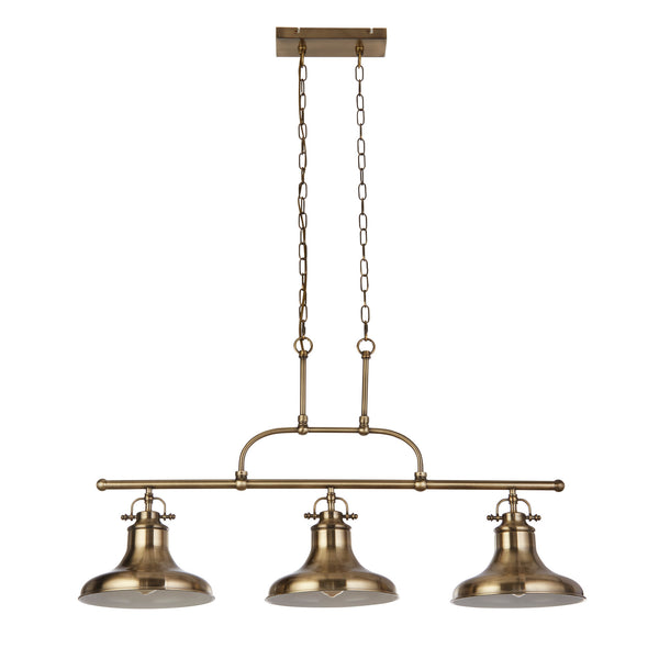 Searchlight 3193-3AB Dallas 3Lt Bar Pendant - Antique Brass Metal - Searchlight - Falcon Electrical UK