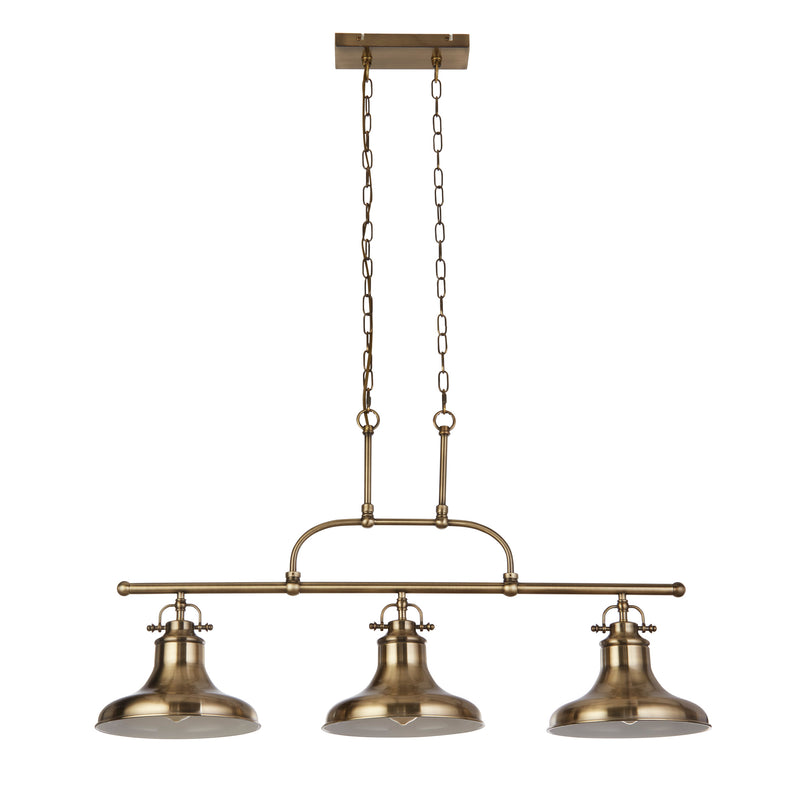 Searchlight 3193-3AB Dallas 3Lt Bar Pendant - Antique Brass Metal - Searchlight - Falcon Electrical UK