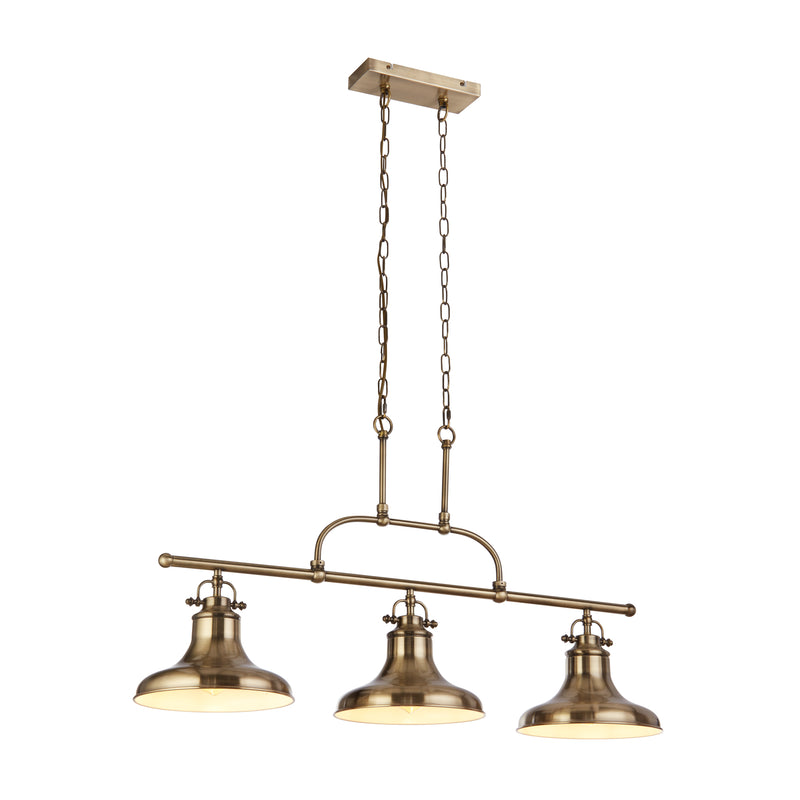 Searchlight 3193-3AB Dallas 3Lt Bar Pendant - Antique Brass Metal - Searchlight - Falcon Electrical UK