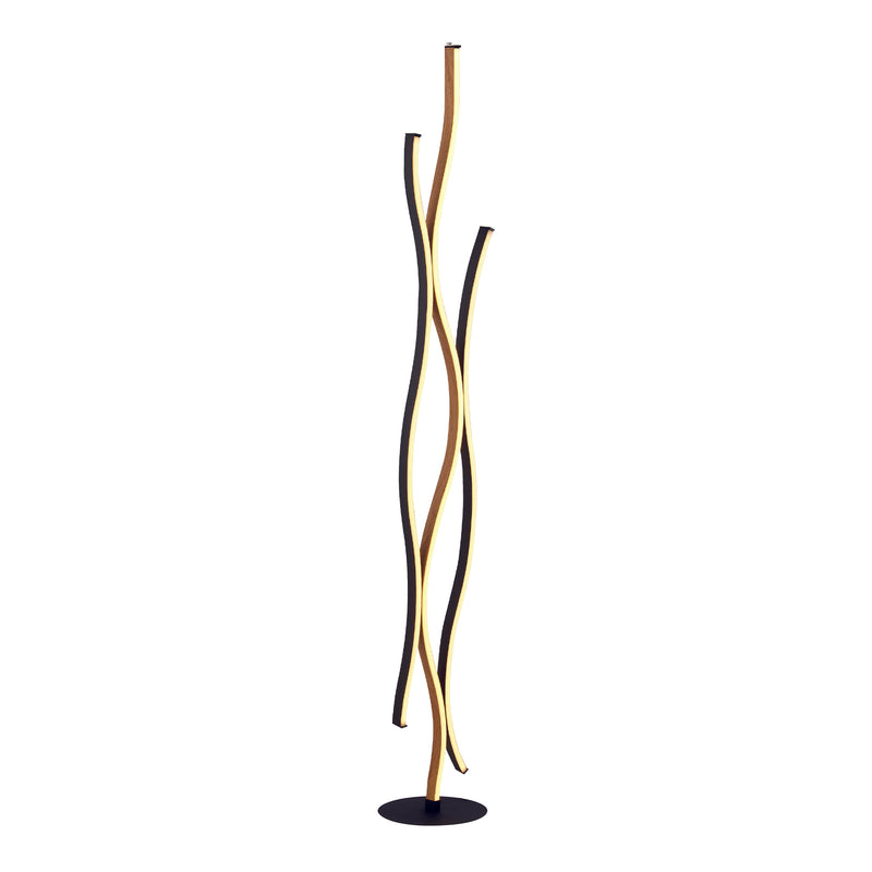 Searchlight 32102-1BK Bloom Floor Lamp - Black Metal & Wood Effect