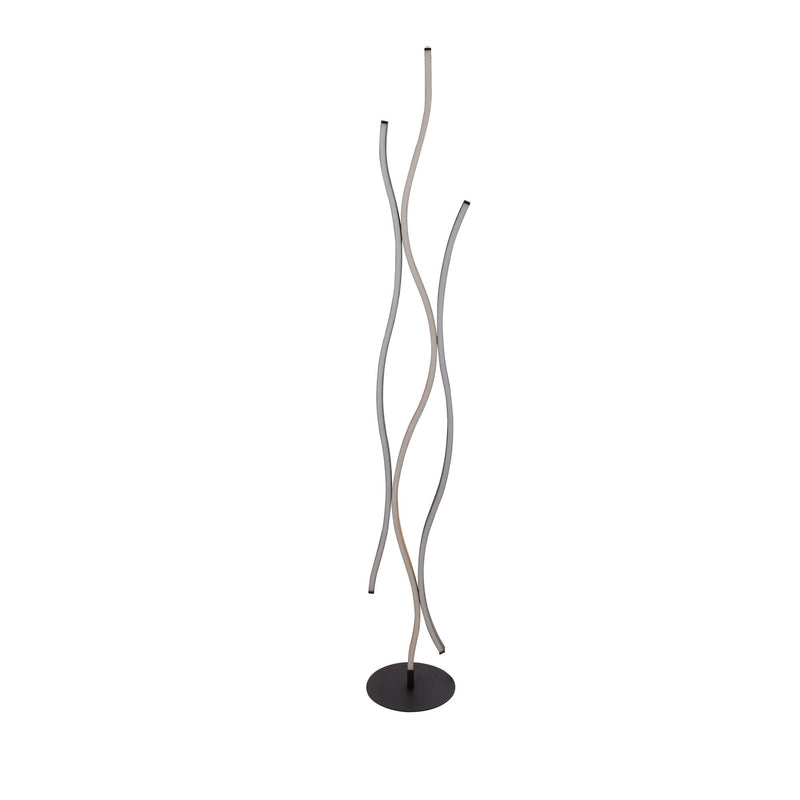 Searchlight 32102-1BK Bloom Floor Lamp - Black Metal & Wood Effect