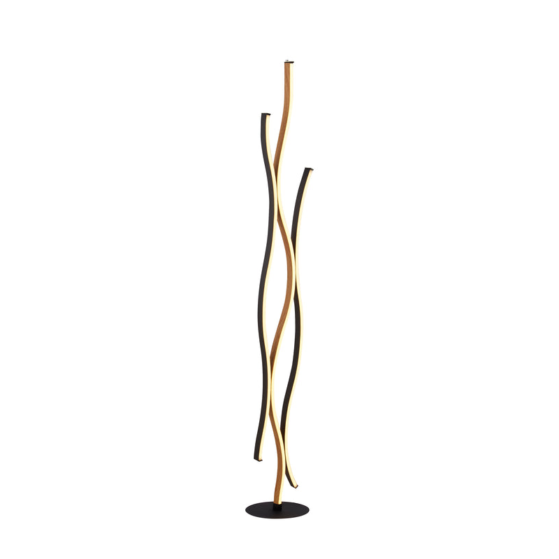 Searchlight 32102-1BK Bloom Floor Lamp - Black Metal & Wood Effect