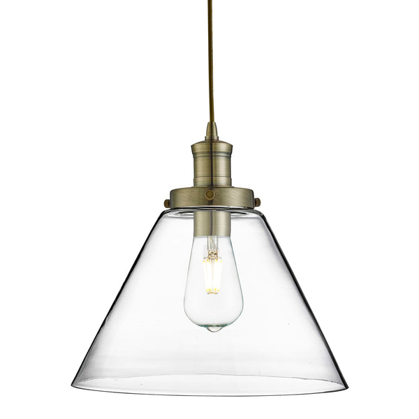 Searchlight 3228AB Pyramid  Pendant  - Antique Brass Metal & Glass