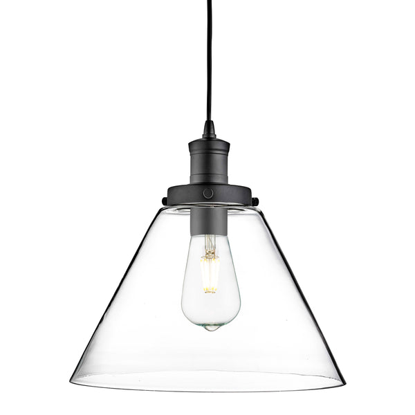 Searchlight 3228BK Pyramid  Pendant  - Black Metal & Glass