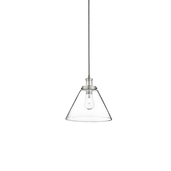 Searchlight 3228SS Pyramid  Pendant  - Satin Silver Metal & Glass