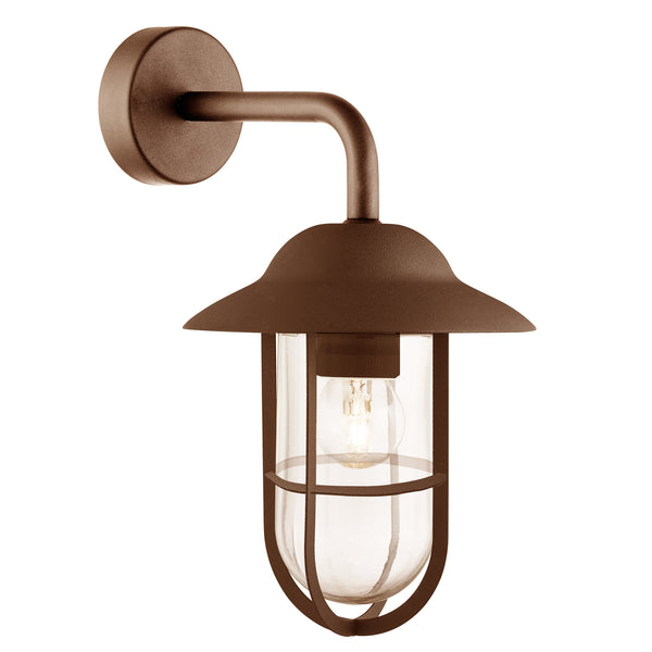 Searchlight 3291RUS Toronto Outdoor Wall Light- Rustic Brown Metal & Clear Glass