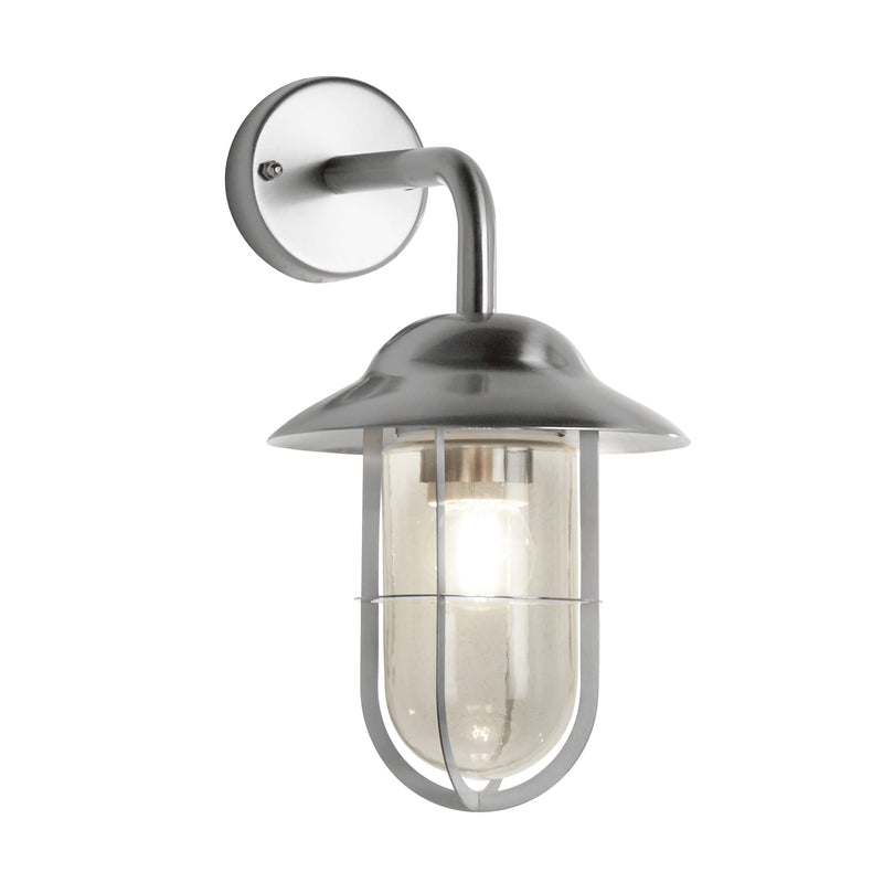 Searchlight 3291SS Toronto Outdoor Wall Light- Satin Silver Metal & Clear Glass