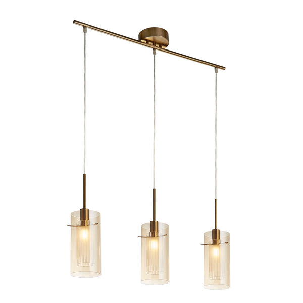 Searchlight 3303-3CP Duo III 3Lt Bar Pendant - Bronze Metal & Champagne Glass