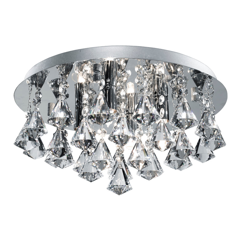 Searchlight 3304-4CC Hanna 4Lt Flush  - Chrome Metal & Clear Crystal