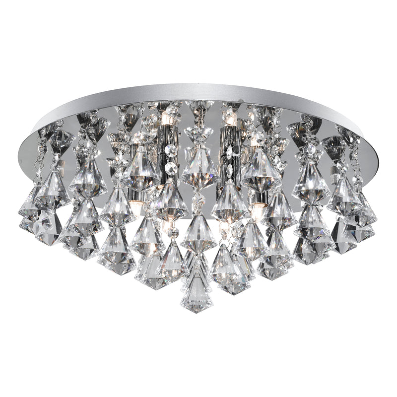 Searchlight 3308-8CC Hanna 8Lt Flush  - Chrome Metal & Clear Crystal