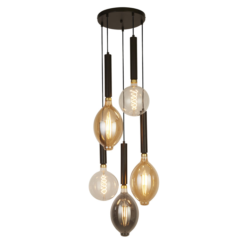 Searchlight 35721-5BK Dulwich 5Lt Multi-Drop Pendant - Black Metal